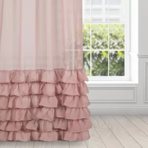 Firana różowa z falbanami 140x250 cm taśma DOLLY DIVA LINE Eurofirany