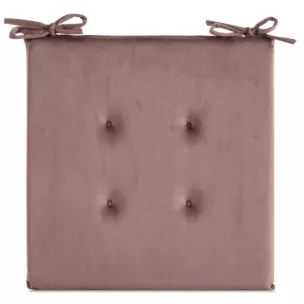 Poduszka na krzesło 40 x 40 x 3 cm welwetowa ciemnoróżowa z ozdobnym pikowaniem i praktycznymi troczkami GAJA Eurofirany