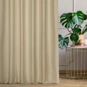 Zasłona szyta na taśmie fala beżowa z jednokolorowej gładkiej tkaniny