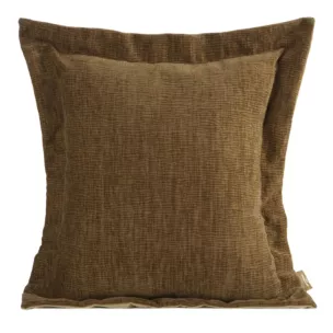 Poszewka na poduszkę  55x55 cm z szenilowej tkaniny jasnobrązowa o widocznym ozdobnym splocie Eva Minge Elegante Eurofirany