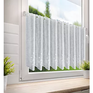 Tkanina firanowa zazdrostka z etaminy zdobiona haftowanymi kwiatami Eurofirany