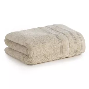 Ręcznik kąpielowy 70x140 cm bawełniany kolor beżowy zdobiony kontrastującymi pasami 500 g/m2 VENTO Eurofirany