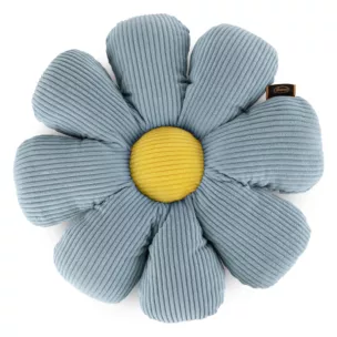 Poduszka w formie kwiatka 37 x 37 x 13 cm z sztruksu niebiesko, żółta FLOWERS Eurofirany