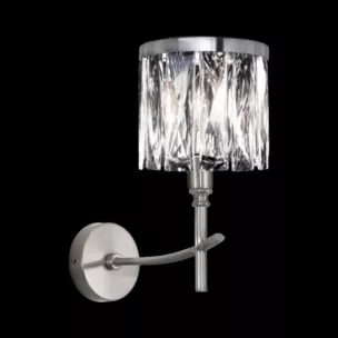 Kinkiet - lampa ścienna do salonu srebrna KRYSTAL zdobiona kryształkami Eurofirany