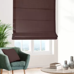 Roleta rzymska LUXOR brązowa z eleganckiej lśniącej tkaniny o drobnym splocie