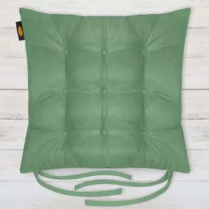 Poduszka na krzesło dwustronna 40 x 40 x 6 cm welurowa miętowa z dziewięcioma pikowaniami ADORE Eurofirany