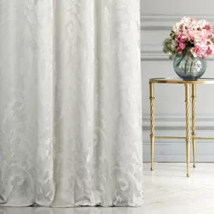 Zasłona szyta na flexach AURORA kremowa z pięknym malarskim wzorem roślinnym