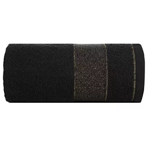 Ręcznik kąpielowy 70x140 cm bawełniany kolor czarny z ozdobną bordiurą 500 g/m2 NESSY Eurofirany