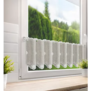 Tkanina firanowa zazdrostka zdobiona haftem kwiatów Eurofirany