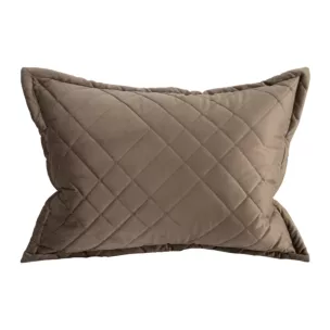Poszewka na poduszkę 50x70 cm welwetowa zdobiona geometrycznymi przeszyciami brązowa RIA 6 EUROFIRANY PREMIUM