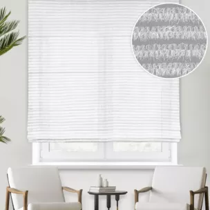 Roleta rzymska biała z tkaniny z aplikacją