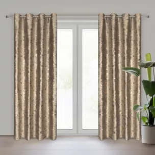Zasłona brązowo, złocista zdobiona błyszczącym marmurkowym wzorem, welwetowa 140x250 cm przelotka TAMI Eurofirany