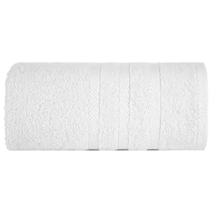 Ręcznik kąpielowy 70x140 cm bawełniany kolor biały z ozdobną bordiurą 500 g/m2 MILO Eurofirany