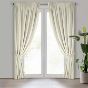 Zasłona kremowa z tkaniny welwetowej, troczek w zestwie 140x300 cm taśma ANTARA Eurofirany