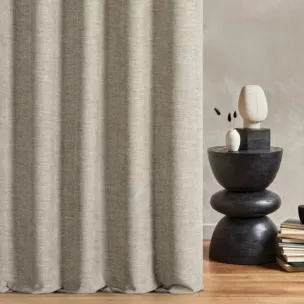 Zasłona szyta na taśmie fala beżowa tkanina o naturalnym charakterze z efektem melanżu