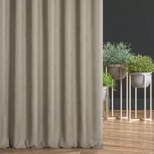 Zasłona szyta na taśmie fala beżowo kremowa z tkaniny o grubym splocie i efektem melanżu