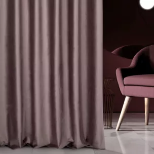 Zasłona szyta na taśmie fala ciemnofioletowa z miękkiej półmatowej tkaniny welwetowej