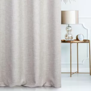 Zasłona szyta na flexach GEONOA beżowa z miękkiej tkaniny o naturalnym charakterze z widocznym ozdobnym splotem