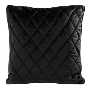 Poszewka na poduszkę 45x45 cm welwetowa pikowana we wzór karo z ozdobną wypustką na brzegach czarna VELVET 27 EUROFIRANY PREMIUM
