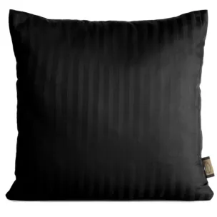 Poszewka na poduszkę 40x40 cm z satyny bawełnianej w prążki czarna VERA Eurofirany