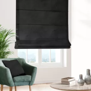 Roleta rzymska czarna z miękkiej tkaniny welwetowej