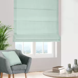 Roleta rzymska jasnomiętowa z miękkiej półmatowej tkaniny welwetowej