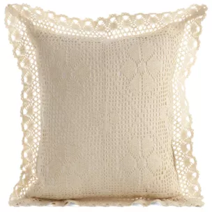 Poszewka na poduszkę 40x40 cm ażurowa jasnobeżowa  w stylu boho MIRELLA  Eurofirany
