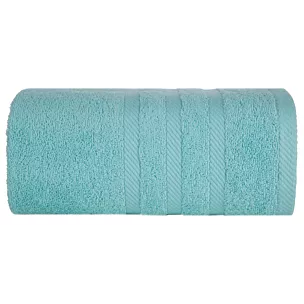 Ręcznik kąpielowy 100x150 cm bawełniany kolor jasnoniebieski z ozdobną bordiurą 500 g/m2 MILO Eurofirany