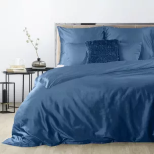 Pościel 220x200 cm gładka z satyny bawełnianej kolor granatowy DINA Diva Line Eurofirany