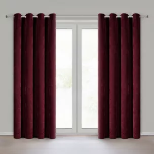 Zasłona bordowa z szenilowej tkaniny 140x250cm przelotki - VANI Eurofirany