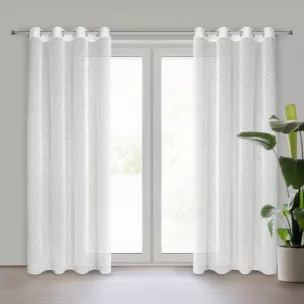 Zasłona biała w groszki z etaminy 140x250 cm przelotka HANIA Eurofirany