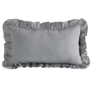 Poszewka na poduszkę 30x50 cm bawełniana z ozdobną falbanką stalowa Eurofirany