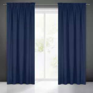 Zasłona granatowa z gładkiej matowej tkaniny zaciemniającej 135x270 cm taśma BLACKOUT Eurofirany