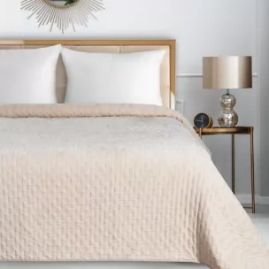 Narzuta szenilowa kremowa 220x240 cm pikowana metodą hot press HELEN1 Eurofirany