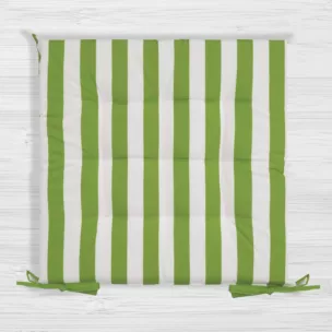 Poduszka na krzesło 40 x 40 x 5 cm wodoodporna jasnozielono, biała zdobiony subtelnymi pasami GARDEN Eurofirany