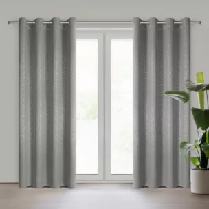 Zasłona srebrna z tkaniny typu blackout 140x250 cm przelotka OLETA Eurofirany