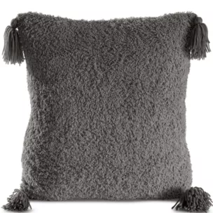 Poszewka na poduszkę 45x45 cm o strukturze miękkiego futra z ozdobnymi chwostami stalowa ELDA Eurofirany