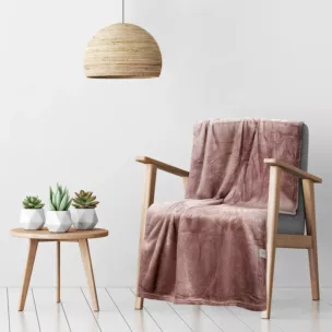 Narzuta na fotel-koc  70x160 cm ceglasta miękka w dotyku z wytłaczanym wzorem jodełki CINDY 5 DESIGN 91 Eurofirany