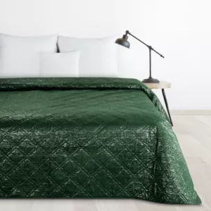 Narzuta welwetowa zielona 220x240 cm pikowana metodą hot press z błyszczącym nadrukiem Design 91 Eurofirany
