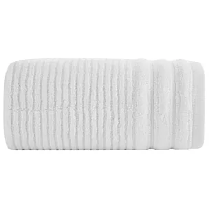 Ręcznik do rąk 30x50 cm bawełniany kolor biały bordiurą zero twist zdobiony paseczkami 400 g/m2 SAMMY Eurofirany