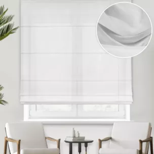 Roleta rzymska biała z delikatnej batystowej tkaniny z połyskiem