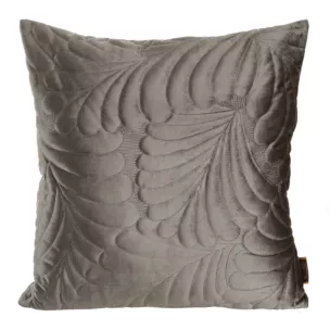 Poszewka na poduszkę 45x45 cm welwetowa pikowana metodą tradycyjnego szycia we wzór liści ciemnobeżowa RIA 4 EUROFIRANY PREMIUM