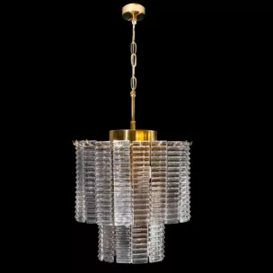 Lampa wisząca do salonu złota DALIA z prostokątnymi szklanymi eleganckimi zawieszkami Eurofirany