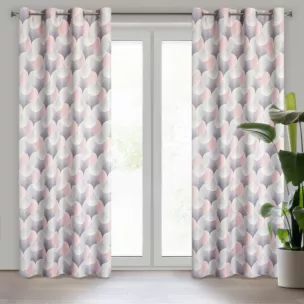 Zasłona szaro, różowa dimout z geometrycznym wzorem 140x250 cm przelotka ASETA Eurofirany