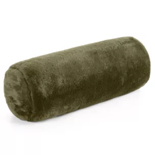 Poduszka wałek 15x45 cm oliwkowa z miękkiej futrzanej tkaniny  NINA Eurofirany