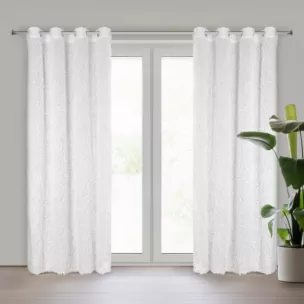 Zasłona biała zdobiona futerkiem 140x250 cm przelotka MARION Eurofirany