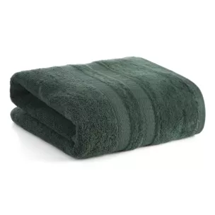 Ręcznik do rąk 30x50 cm bawełniany kolor ciemnozielony z welwetową bordiurą w pasy 500 g/m2 PORTO Eurofirany