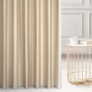 Zasłona szyta na taśmie 8 cm złota z tkaniny o satynowym połysku zaciemniającej w 100%