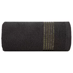 Ręcznik kąpielowy 50x90 cm bawełniany kolor czarny zdobiony paseczkami 500 g/m2 LILA Eurofirany