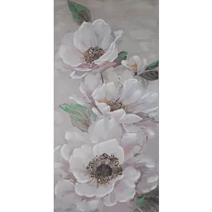 Obraz ręcznie malowany na płótnie kwiat ze złotymi zdobieniami Eurofirany